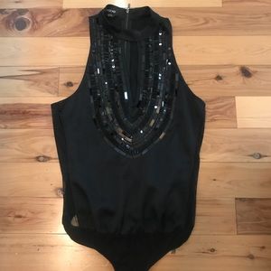 Bebe sequin XS zip back bodysuit